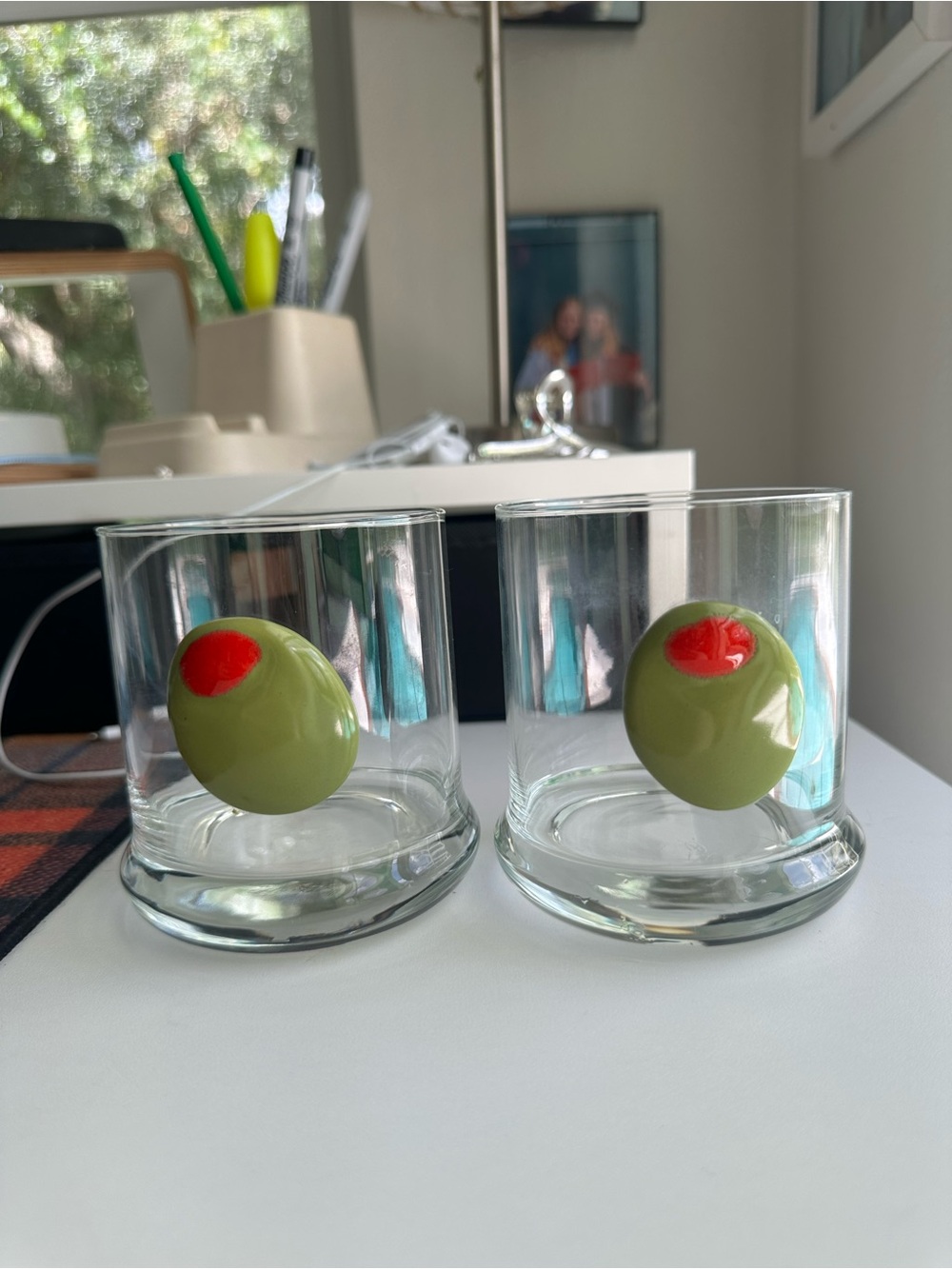 Olive Accent Double Rocks Glasses - Set of 2